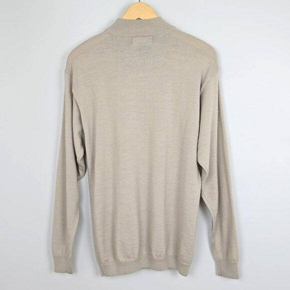 BELLISSIMO Moda Italia Men's Oatmeal Sweater Pullover Crew Neck Merino Wool Sz S - Picture 2 of 9